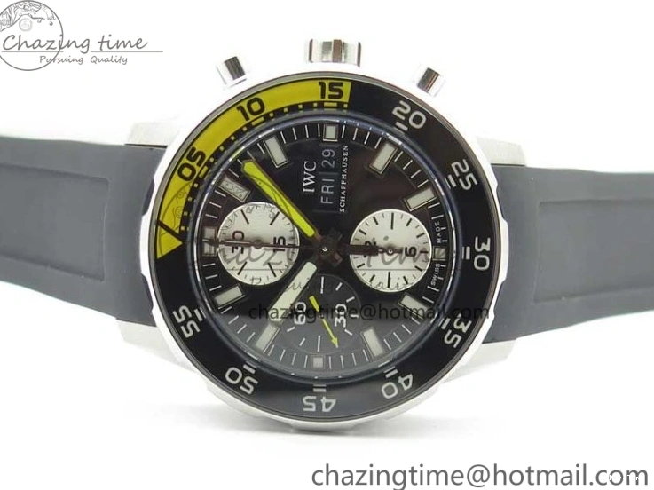MIROTIME 0305 Aquatimer Chrono IW376702 SS BLS 1:1 Best Edition Black Dial on Black Rubber Strap A WellDesigned 7105